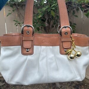 Coach White and Tan Tote Bag